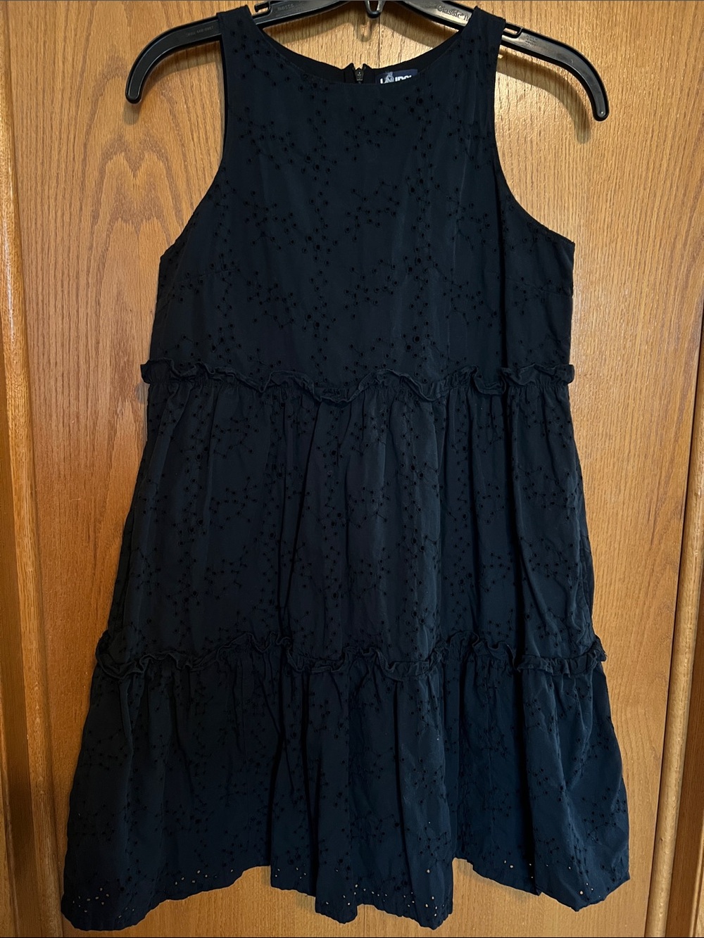 Lands' End Black Eyelet Tiered Mini Dress